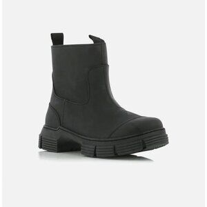 Ganni City Recycled Rubber Ankle Boots Size 38 US 8 Black $295